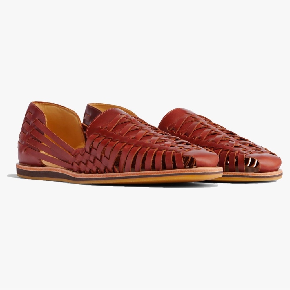NISOLO Men's Huarache Brown Leather Sandals Slip on Made in Peru NEW